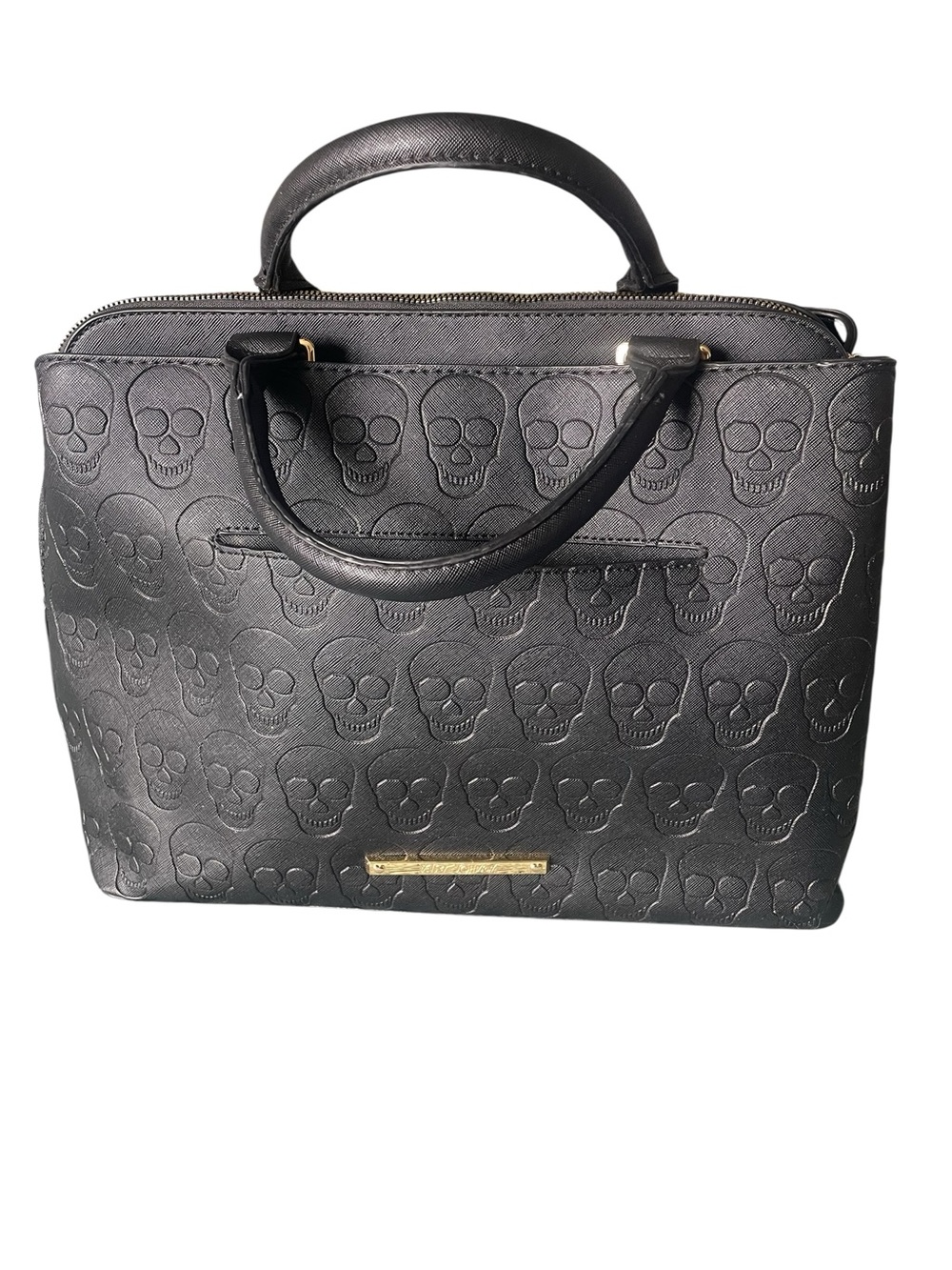 Betsy Johnson Skullicious Black Embossed Skull Satchel Bag Purse - Picture 8 of 8